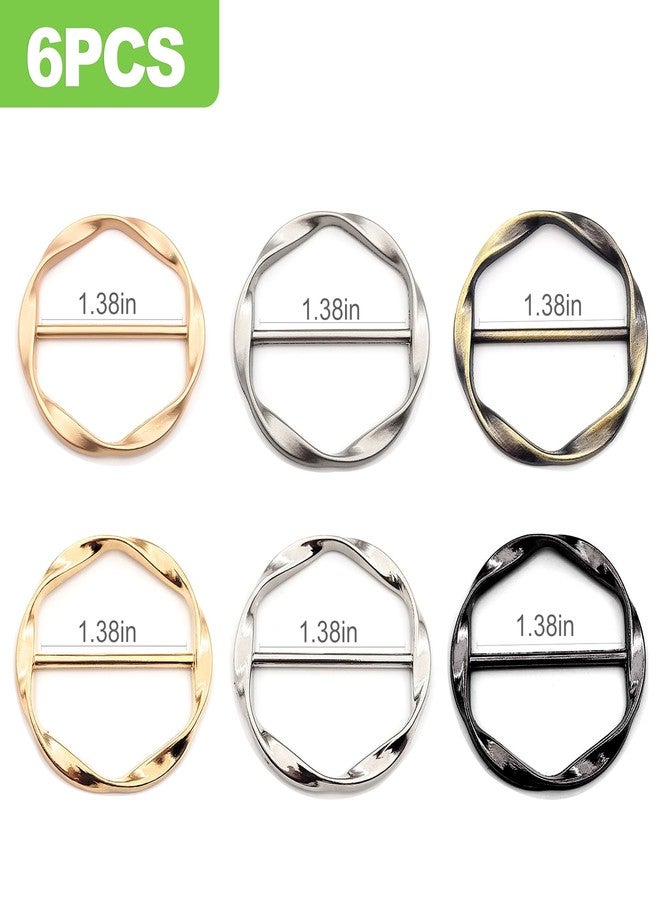 CeroDimo 6Pcs Silk Scarf Ring Clip, T-shirt Tie Clips for Women Girls, Twist Tee Knot Ring, Waist Clothes Corner Button, Fashion Metal Circle Buckle, Round Scarves Clasp - Image 2